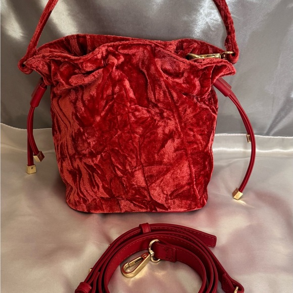 INC International Concepts Handbags - INC International Concepts Red Velvet Shoulder Bag